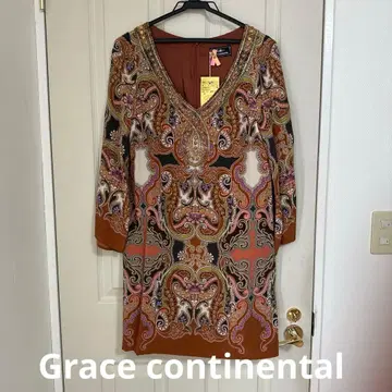Grace Continental 에스닉 패턴 비쥬 원피스