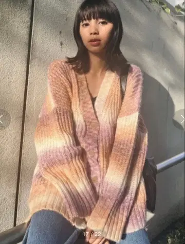 mossy GRADATION KNIT 가디건 오렌지