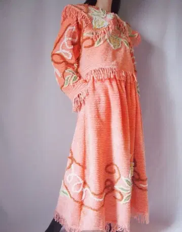 살몬 핑크 프린지 스커트