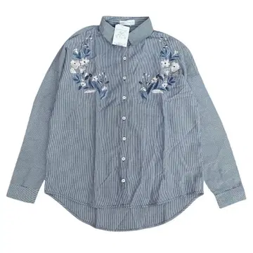 VIS 자수 스트라이프 긴팔 셔츠 스트라이프