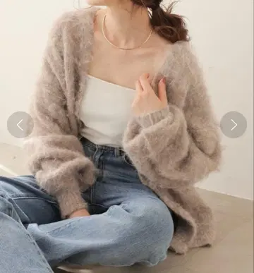 RAY CASSIN 탑스 믹스 샤기 니트 V넥 가디건