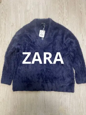 [ 새상품 ] ZARA 샤기 니트 네이비