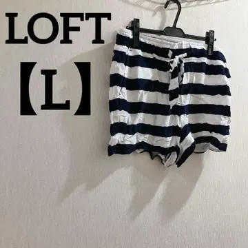 LOFT [ L ] 네이비와 화이트 스트라이프 숏팬츠 심플 블루 화이트