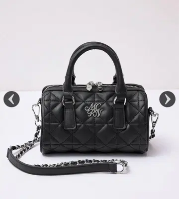 미셸 마카롱 퀼팅 미니 보스턴 백 로고 블랙