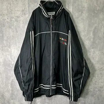 산타페 나일론 자켓 자수 로고 블랙 90s