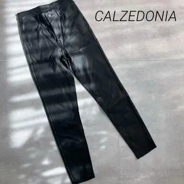 새상품 칼체도니아 이탈리아 스키니 인조 가죽 팬츠 블랙 s