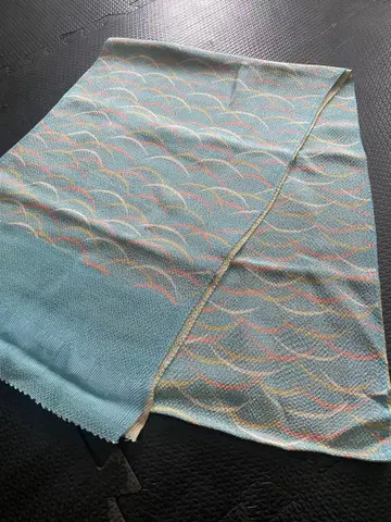 [ 새상품급 ] 기모노 스카이블루 파도 무늬 실크 오비 장식 천