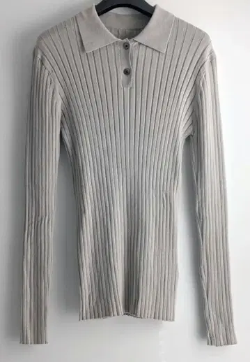 소주 와이드 리브 폴로 니트 긴팔 풀오버 사이즈 M 라이트 그레이