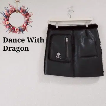 댄스 위드 드래곤 2WAY 미니 스커트 가죽 보아 스컬 해골 M