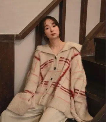 미사용 새상품 mideal plaid pattern cardigan