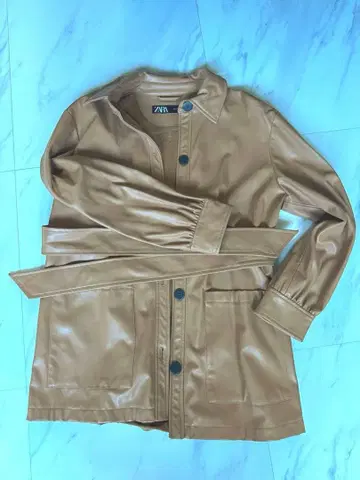 ZARA 소프트 가죽 코트 캐러멜 브라운