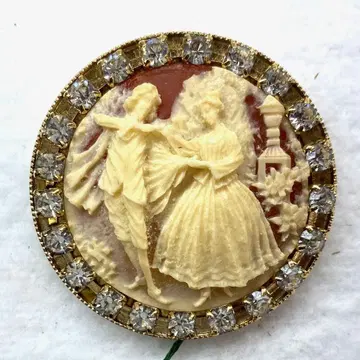 카메오풍 브로치 택 포함 새상품 레트로