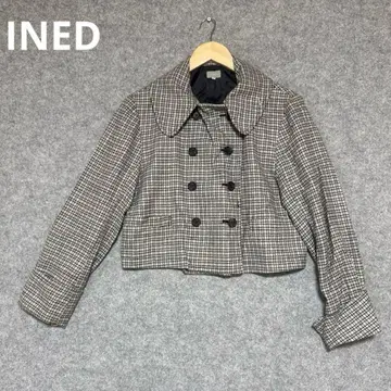 INED 체크 무늬 더블 브레스트 자켓