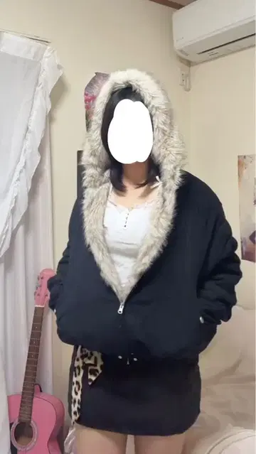 퍼 후드 블랙 점퍼