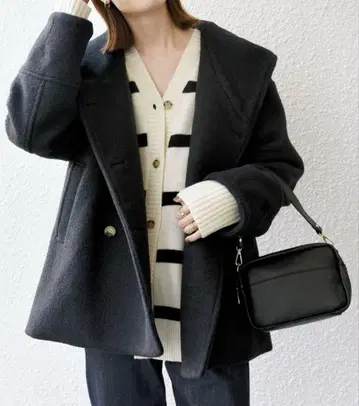 [ 새상품급 ] SHIPS any 다크 그레이 후드 부착 피 코트