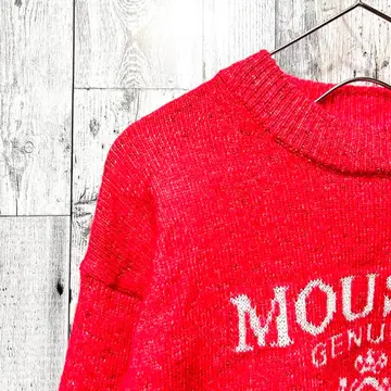 [ 새상품급 ] MOUSSY 로고 니트 레드 숏 기장 성숙 캐주얼