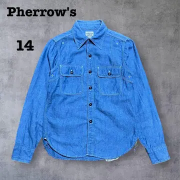 Pherrow's 샴브레이 워크 셔츠 770WS 린넨 믹스 XS