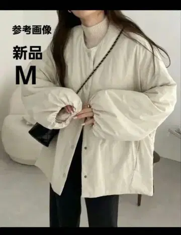 [ 새상품 ] andme 사이드 지퍼 노카라 블루종 아이보리 M 사이즈