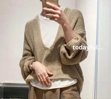 TODAYFUL U넥 핸드 니트 베이지