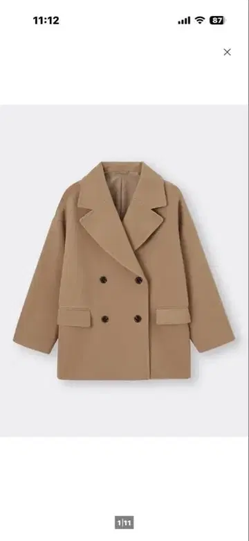 [ 새상품급 ] GU 코지 멜톤 오버 사이즈 하프 코트