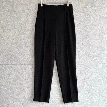 [노스탤지어] 플로키 도트 무늬 스트레치 테이퍼드 팬츠 M 도트