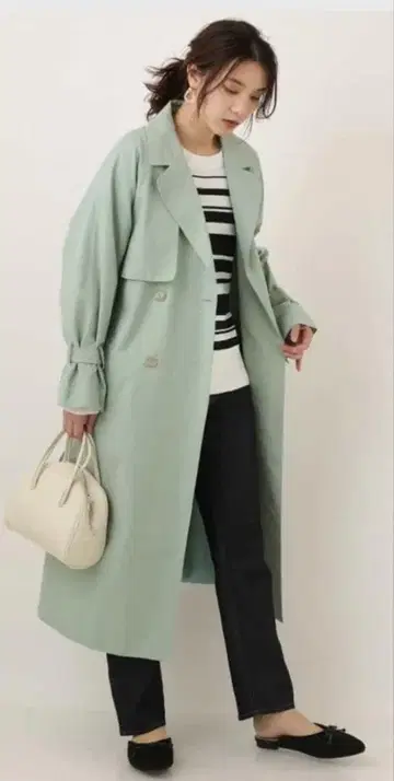 a.v.v 그린 롱 테일러드 코트