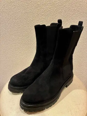 Sergio Rossi 블랙 스웨이드 사이드 고어 부츠