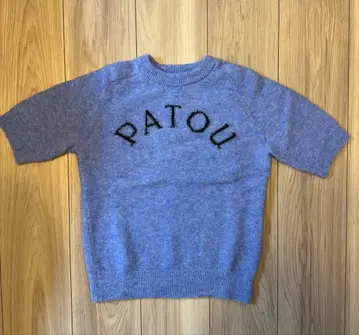 PATOU 반팔 니트 스웨터 라이트 블루