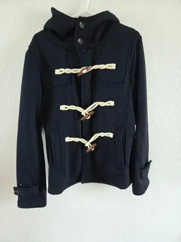 네이비 더플 코트 후드 부착