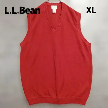 엘엘빈 코튼 니트 베스트 XL V넥 면100 짙은 빨간색 [ 6831 ]