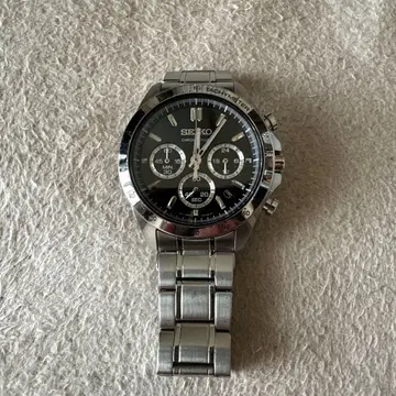 SEIKO 크로노그래프 손목시계 블랙 SBTRO13