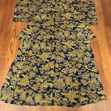 순수 실크 이중 기모노 코몬 사냥 무늬 헌터와 동물