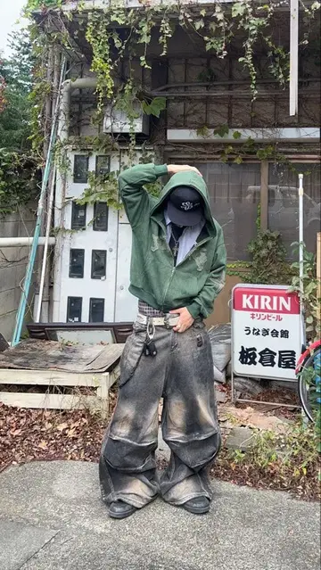 elev 스트릿 후드티 (다크 그린)