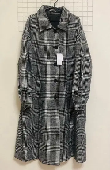 여성용 롱 코트 하운드투스 패턴 체크 무늬 빅 사이즈 3L