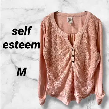 0850 셀프 에스티엠 긴팔 티셔츠 상의 꽃무늬 레이스 M