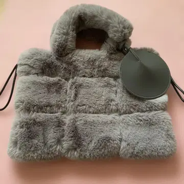 야마다야 스퀘어 퍼 백 그레이 미사용