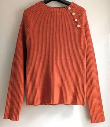 저스길리티 사이드 펄 와이드 리브 니트 사이즈 2 테라코타 오렌지