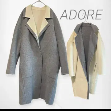 [어도어] 리버서블 캐시미어 혼방 롱 코트 38 그레이 체스터