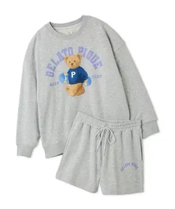 젤라또피케 스포티 베어 쭈리 풀오버 & 쭈리 숏팬츠 세트