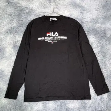 FILA [ M ] 긴팔 T셔츠 롱티 블랙 얇은 소재 남성용 면 100%