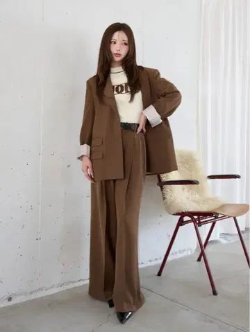 Darich 아지메 포켓 테일러드 자켓 & 와이드 테일러드 팬츠