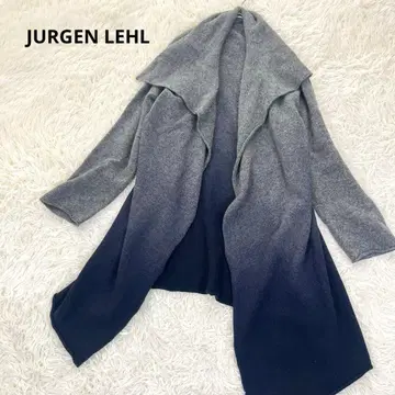 요건 레일 숄카라 아지메 롱 가운 울 100% 그라데이션 그레이