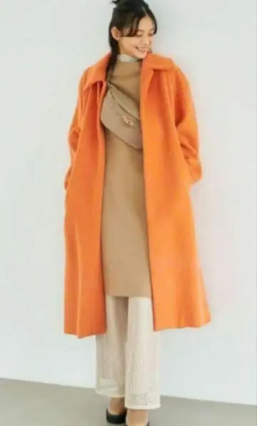 새상품급 클리닝 완료 LOUNIE 샴브레이 샤기 코트 알파카 혼방