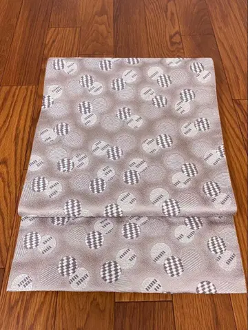 순수 실크 6폭 후쿠로 오비 약간 밝은 겐지 쥐색 더스티 컬러