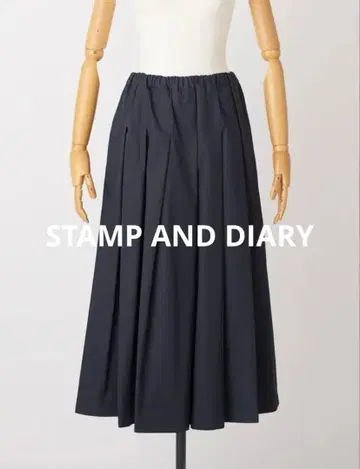 스탬프앤다이어리 수피마 코튼 턱 플리츠 스커트 블랙