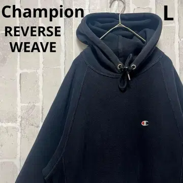 챔피온 리버스 위브 후드티 눈알 L 풀오버 파랑 택 속기모