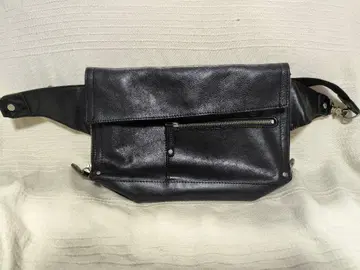 DOUBLES 블랙 가죽 숄더백