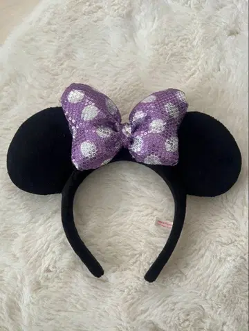 디즈니 미니 머리띠 스팽글 보라색