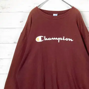 챔피온 맨투맨 빅 로고 프린트 눈알 자수 브라운 3L