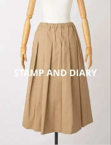 스탬프앤다이어리 수피마 코튼 턱 플리츠 스커트 베이지